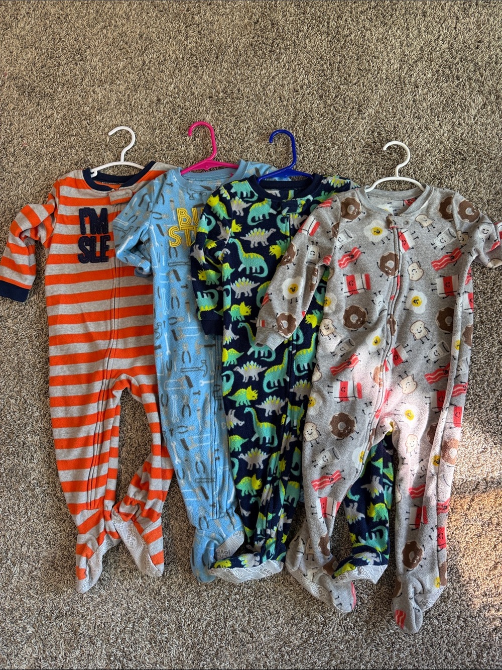 Baby/Toddler Navy & Green Dinosaur Footed One-Piece Pajamas
